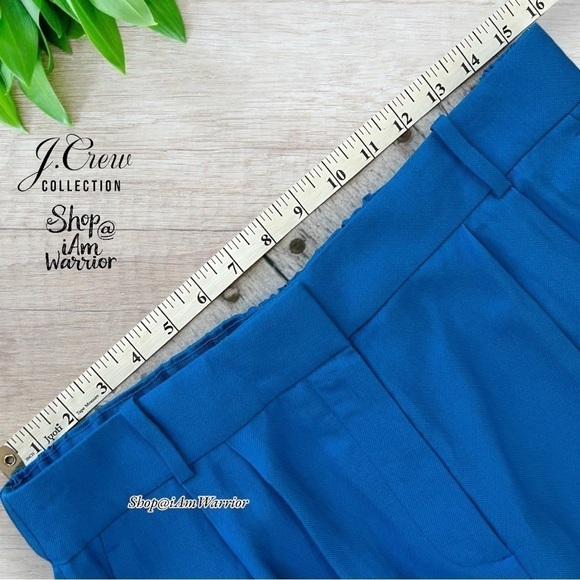 J.Crew Collection NWT electric blue linen blend wide leg crop pants *iamwarrior - Picture 4 of 10